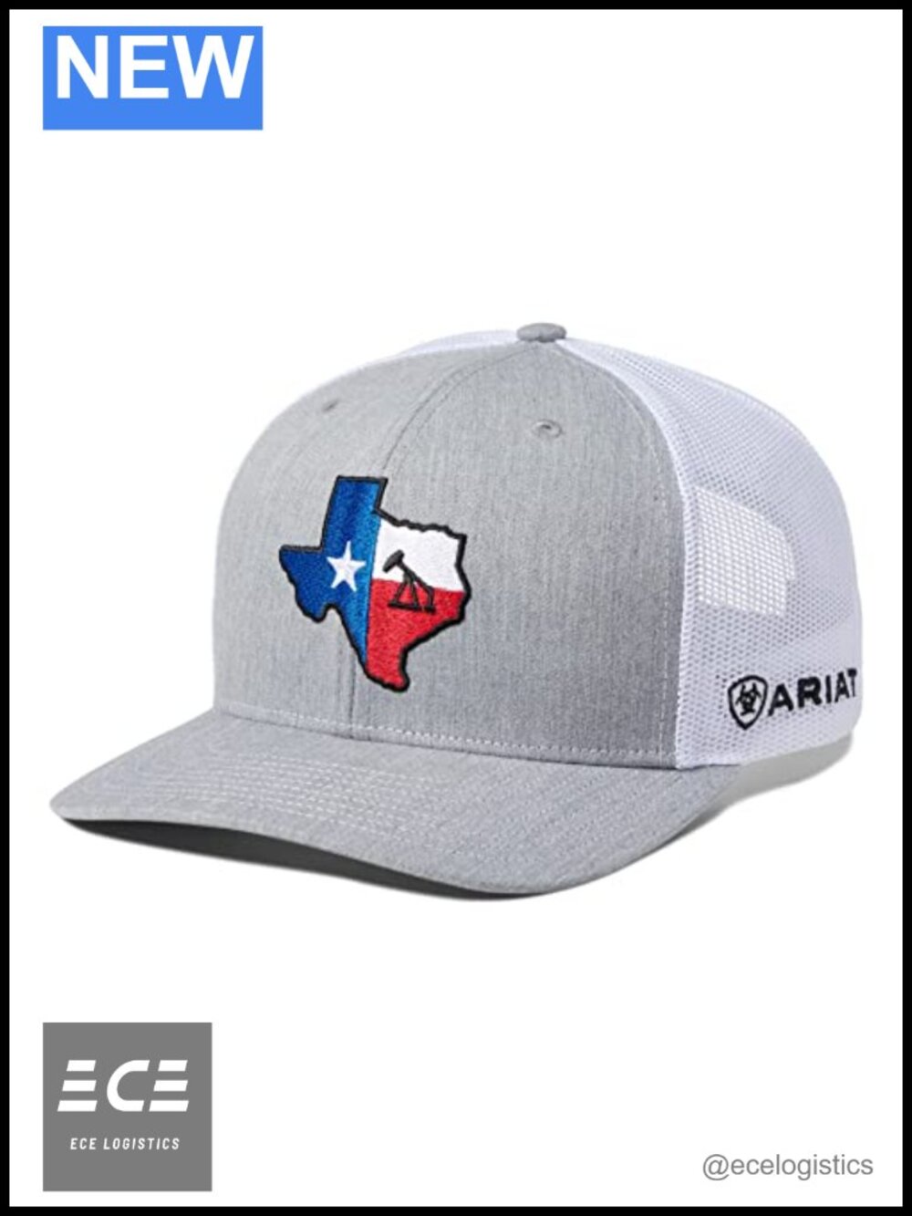 Ariat Snapback Baseball Cap Texas Oil Derrick Embroidered Mesh Back One Size